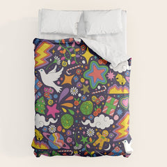 60s 70s psychedelic Modern Christmas Confetti Pattern Duvet Cover