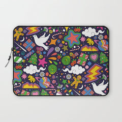 60s 70s psychedelic Modern Christmas Confetti Pattern Laptop Sleeve