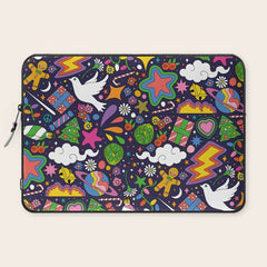 60s 70s psychedelic Modern Christmas Confetti Pattern Laptop Sleeve