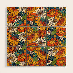 70s Retro Floral - Bold Wood Wall Art