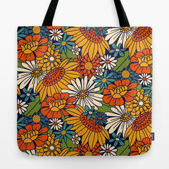 70s Retro Floral - Bold Tote Bag