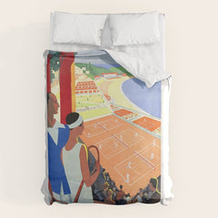1930 MONTE CARLO Tennis Monaco Travel Poster Duvet Cover
