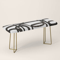 Writing On The Wall' Mid Century Modern Fun Abstract Shapes Bench
