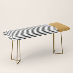 (White Background) Mid Century Modern Minimalist Rothko Inspired Color Field With Lines Geometric Style Bench