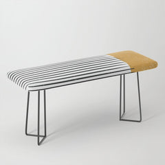 (White Background) Mid Century Modern Minimalist Rothko Inspired Color Field With Lines Geometric Style Bench