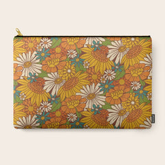 70s Retro Floral Carry All Pouch