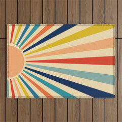 60s retro sun Outdoor Rug