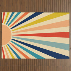 60s retro sun Outdoor Rug
