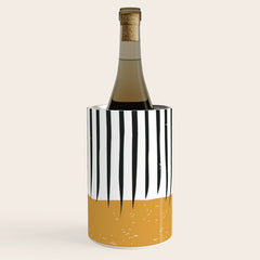 (White Background) Mid Century Modern Minimalist Rothko Inspired Color Field With Lines Geometric Style Wine Chiller