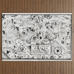 1932 Night-Club Map of Harlem, NY Centerfold from Manhattan Weekly by Elmer Simms Campbell Outdoor Rug