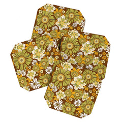 70s Retro Flower Power boho pattern Coaster