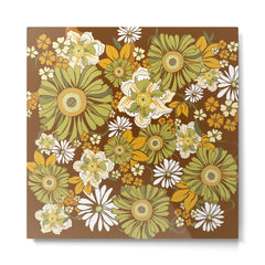 70s Retro Flower Power boho pattern Metal Print