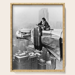1930 Margaret Bourke-White atop of the world New York City skyline black and white photograph Serving Tray