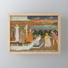 A blindfolded suitor is brought before a princess; verso/ scrolling floral vines 1755 Fayzullah Indian Miniature Painting Mini Art Print