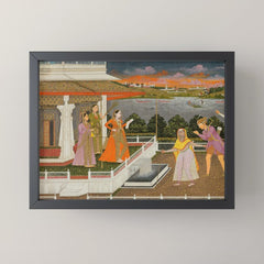 A blindfolded suitor is brought before a princess; verso/ scrolling floral vines 1755 Fayzullah Indian Miniature Painting Mini Art Print