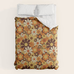 70's Floral Prints, Retro Art Duvet Cover