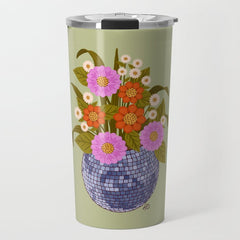 1970s Disco Ball Flower Pot Travel Mug