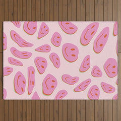 70s retro pink smiles pattern Outdoor Rug