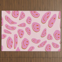70s retro pink smiles pattern Outdoor Rug