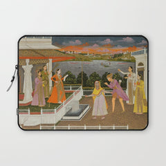 A blindfolded suitor is brought before a princess; verso/ scrolling floral vines 1755 Fayzullah Indian Miniature Painting Laptop Sleeve