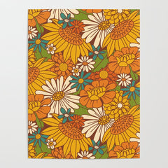 70s Retro Floral Poster