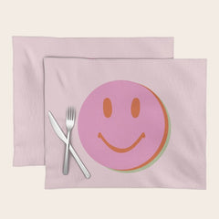 70s retro pink smiles pattern Placemat