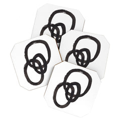 And I Op' Minimalist Ink Line Drawing Abstract Black Brush Strokes Modern Funky Maze by Ejaaz Haniff Coaster