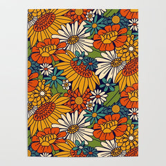 70s Retro Floral - Bold Poster