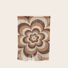 70s Retro Flower Power in Coffee Brown Wall Hanging