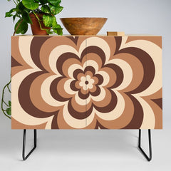 70s Retro Flower Power in Coffee Brown Credenza