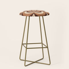 70s Retro Flower Power in Coffee Brown Stool