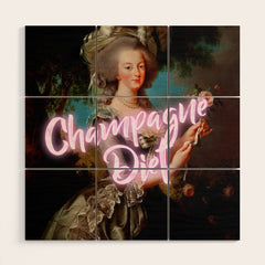 Champagne Diet' Marie Antoinette Wood Wall Art