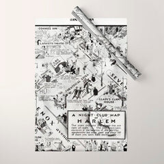 1932 Night-Club Map of Harlem, NY Centerfold from Manhattan Weekly by Elmer Simms Campbell Wrapping Paper