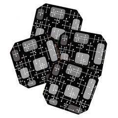 1950s Eames Era Art Crosshairs Black White Coaster