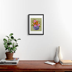 1970s Disco Ball Flower Pot Framed Art Print