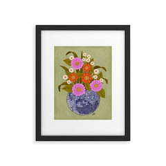 1970s Disco Ball Flower Pot Framed Art Print