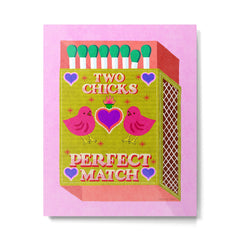 2 Chicks Perfect Match Vintage Matchbox Green & Pink Palette Metal Print