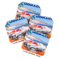 1936 Monaco Grand Prix Race Poster Coaster