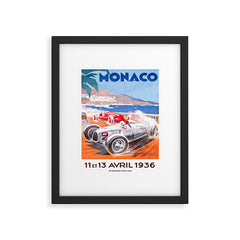 1936 Monaco Grand Prix Race Poster Framed Art Print