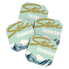 2021 Ski Stowe Vermont Vintage Poster Coaster