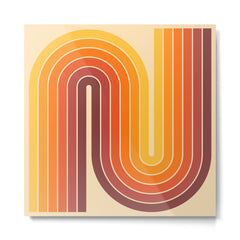 70s Retro Vintage Style Geometric Design 371 Autumn Metal Print