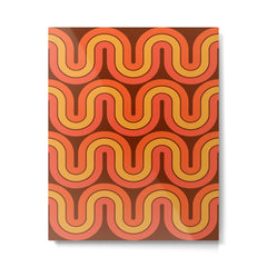 70s Retro Vintage Style Geometric Pattern Autumn Brown Orange and Yellow Metal Print