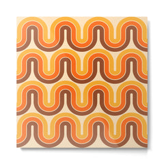 70s Retro Vintage Style Wave Pattern Autumn Brown Orange and Yellow Metal Print
