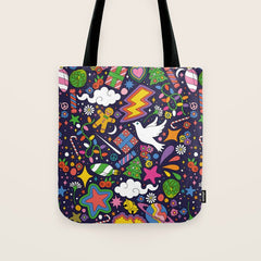 60s 70s psychedelic Modern Christmas Confetti Pattern Tote Bag