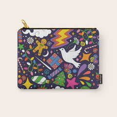 60s 70s psychedelic Modern Christmas Confetti Pattern Carry All Pouch
