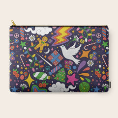 60s 70s psychedelic Modern Christmas Confetti Pattern Carry All Pouch