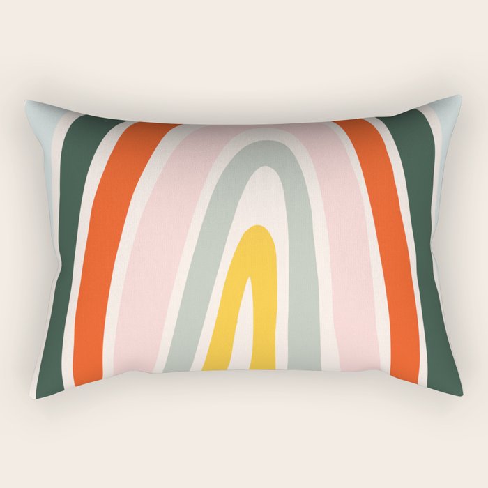 70s Vintage Rainbow Rectangular Pillow