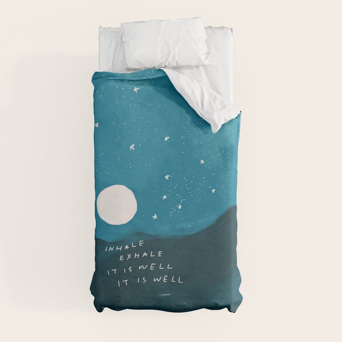 "Inhale Exhale It is Well It Is Well" Duvet Cover