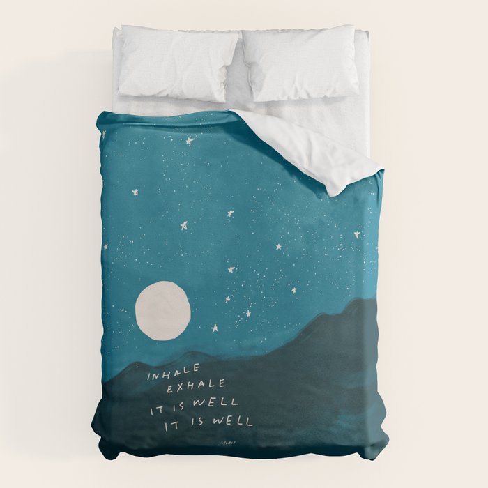 "Inhale Exhale It is Well It Is Well" Duvet Cover