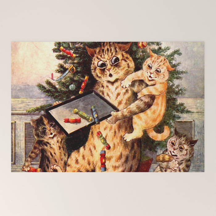 Christmas Time In Catland' Louis Wain Vintage Cat Welcome Mat